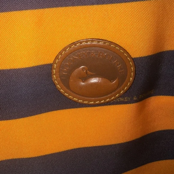 Dooney & Bourkey vintage orange and blue striped tote nylon Preowned “as is” - Picture 3 of 9